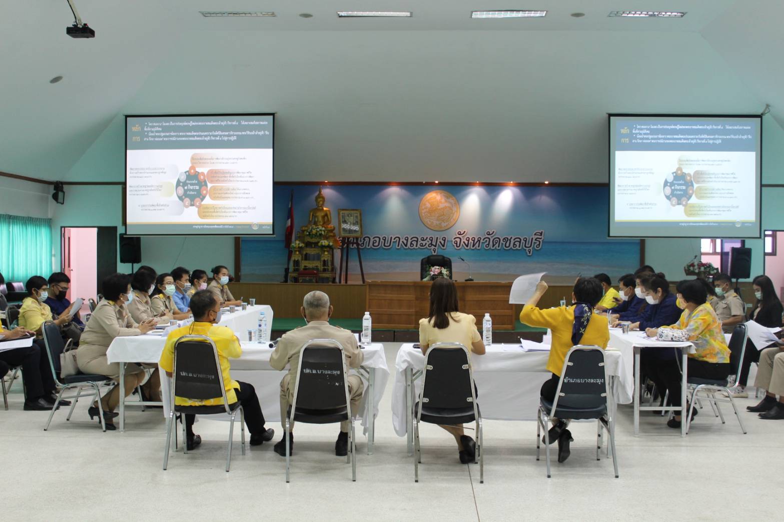 การประชุมคณะทำงานขับเคลื่อนการพัฒนาพื้นที่ต้นแบบการพัฒนาคุณภาพชีวิตตามหลักทฤษฎีใหม่ ประยุกต์สู่ “โคก หนอง นา โมเดล” อำเภอบางละมุง ครั้งที่ 1/2564