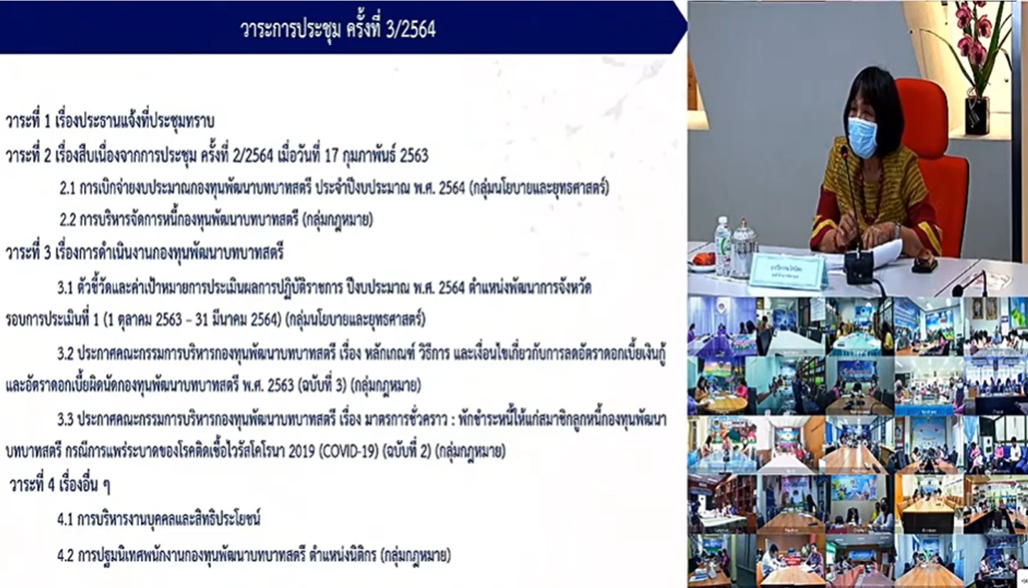 พช.ชลบุรี ร่วมประชุมติดตามกองทุนพัฒนาบทบาทสตรี ครั้งที่ 3/2564